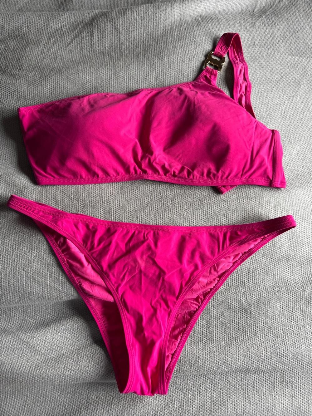 Tory Burch Women's Hot Pink One-Shoulder Bikini Set